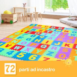 Costway Tappetino puzzle in EVA con 72 pezzi per bambini e neonati, Tappetino in schiuma con alfabeto e numeri staccabili