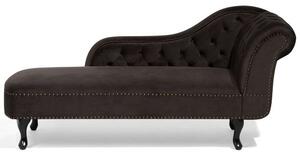 Chaise longue Marrone versione destra Velluto abbottonato testa chiodata Beliani