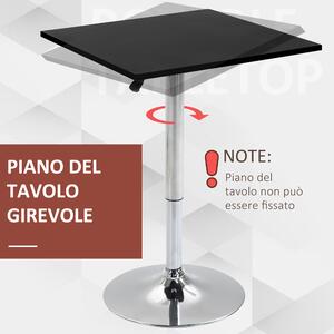 HOMCOM Tavolo Bar Regolabile in Altezza, Metallo e MDF, Tavolino da Bar, Cucina, Soggiorno, Nero, 60x60x69-93cm