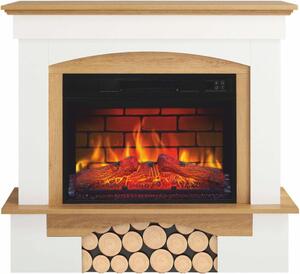 Casa Padrino camino elettrico a LED in stile country bianco / colori naturali 98,5 x 30 x h. 90 cm