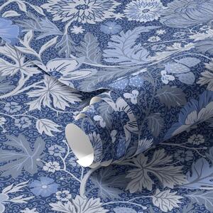 Carta da parati Stampa botanica blu in stile vintage, Parati classici in stile inglese, a00145v2 : Uwalls.it