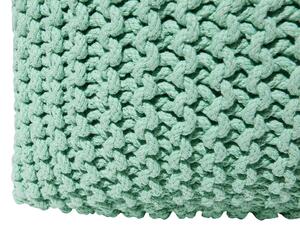 Pouf ottomana verde menta in cotone lavorato a maglia perline EPS riempimento quadrato piccolo poggiapiedi 50 x 50 cm Beliani