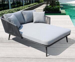 URANUS - divano letto da giardino in alluminio e corda completo di cuscini