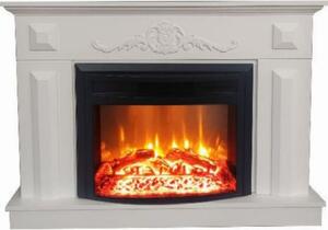 Casa Padrino Caminetto elettrico barocco bianco/nero 125 x 35 x h. 88 cm - Caminetto decorativo da salotto con telecomando - Mobili da salotto in stile barocco - Mobili barocchi - Caminetti elettrici barocchi