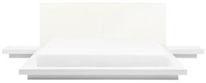 Letto ad acqua giapponese bianco 180 x 200 cm struttura in legno a basso profilo con materasso camera da letto Beliani