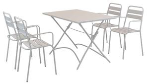 ROMANUS - set tavolo in metallo cm 110 x 70 x 72 h con 4 poltrone Romanus