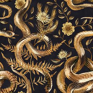 Carta da parati Serpenti e fiori su sfondo scuro, Parati fiori e piante classici, a00158 : Uwalls.it