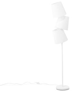Lampada da Terra Bianca in Tessuto e Metallo 164 cm 3 Luci Orientabile Moderna Beliani