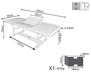 TURRIS - tavolo da giardino allungabile in legno massiccio di acacia 150/200x90