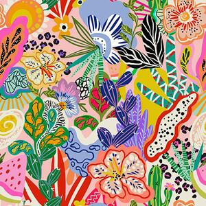 Carta da parati Stampa floreale astratta in stile pop art, Parati fiori e piante classici, a00167 : Uwalls.it