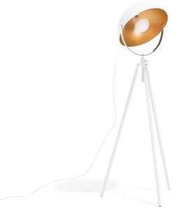 Lampada da Terra Bianca con Metallo dorato 170 cm Base Treppiede Paralume Orientabile Design Industriale Beliani