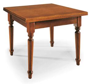 GEORDIE - tavolo da pranzo allungabile a libro in legno massello 100x100/200 con gamba tornita
