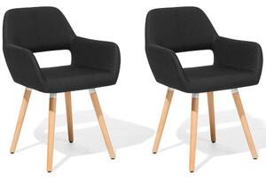 Set di 2 sedie da pranzo rivestimento in tessuto Nero gambe in legno chiaro stile moderno eclettico Beliani