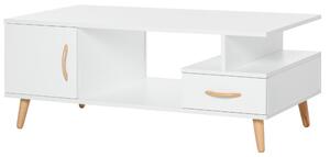 HOMCOM Tavolino da Salotto Moderno con Anta e Cassetto, Mobile Basso per Soggiorno e Ufficio Bianco, 100x50x40cm