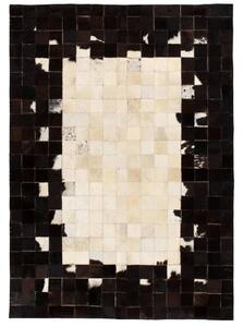 Tappeto Patchwork in Pelle Vera 80x150cm a Quadri Nero/Bianco