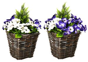 Outsunny Vaso con Fiori Finti di Phalaenopsis Viola e Bianchi, Pianta Finta Decorativa Interni ed Esterni Alta 45cm