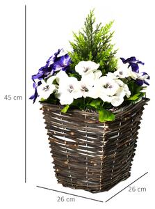 Outsunny Vaso con Fiori Finti di Phalaenopsis Viola e Bianchi, Pianta Finta Decorativa Interni ed Esterni Alta 45cm