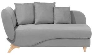 Chaise longue versione sinistra in velluto grigio chiaro con contenitore soggiorno stile moderno contemporaneo Beliani