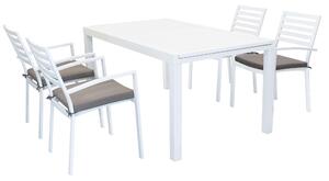 DEXTER - set tavolo in alluminio cm 160/240 x 90 x 75 h con 4 poltrone Dexter