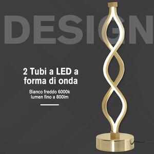 HOMCOM Lampada da Tavolo Moderna con Luce a LED per Scrivania, Comodino, Lettura, in Alluminio Oro, Diametro 12.5x45Acm