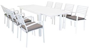 DEXTER - set tavolo in alluminio cm 160/240 x 90 x 75 h con 8 poltrone Dexter