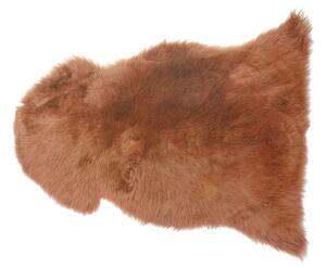 Tappeto in pelle di pecora marrone 65 x 110 cm a pelo lungo naturale in stile rustico Beliani