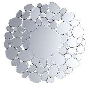 Specchio da Parete Argento Rotondo 70 cm Forma Goccia Elementi Decorativi Finitura Lucida Beliani