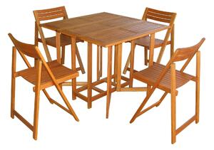 INSULA - set tavolo da giardino pieghevole salvaspazio completo di 4 sedie in legno massiccio di acacia