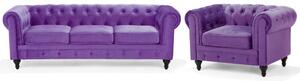 Set di divano e poltrona vintage in tessuto viola Beliani