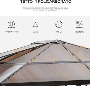 Outsunny Gazebo da Giardino con Tettuccio Apribile in Policarbonato Anti-UV, Struttura in Lega di Alluminio | Aosom Italy