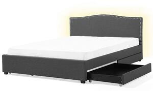 Struttura del letto Cassetto imbottito in poliestere grigio Illuminazione a LED bianca 180 x 200 cm Design tradizionale Beliani