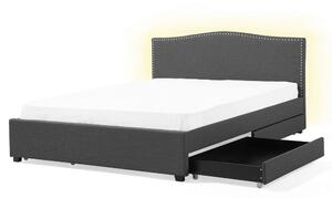 Struttura del letto Cassetto imbottito in poliestere grigio Illuminazione a LED bianca King Size Design tradizionale Beliani
