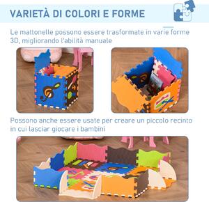 HOMCOM Tappeto Puzzle bambini da 25 Pezzi Area Coperta 9㎡, Assemblaggio Piatto e 3D a Recinto, Multicolore|Aosom.it
