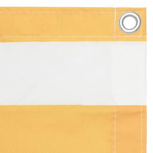 Paravento da Balcone Bianco e Giallo 90x300 cm Tessuto Oxford