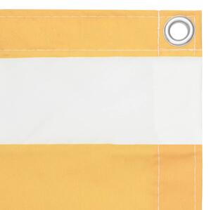 Paravento Balcone Bianco e Giallo 120x500 cm Tessuto Oxford