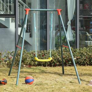 Outsunny Parco Giochi Altalena da Giardino per Bambini 3-8 Anni con Altezza Regolabile, in Metallo e PE, 155x160x180cm, Multicolore