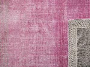 Tappeto Grigio con Rosa 140 x 200 cm Effetto Ombre Viscosa Soggiorno Moderno Beliani