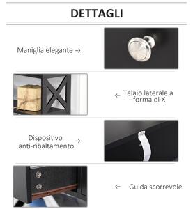 HOMCOM Tavolo Consolle con 2 Cassetti e 2 Mensole, Mobile da Ingresso e Soggiorno in MDF, 100x30.5x80cm, Nero