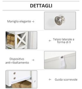 HOMCOM Tavolo Consolle con 2 Cassetti e 2 Mensole, Mobile da Ingresso e Soggiorno in MDF, 100x30.5x80cm, Bianco