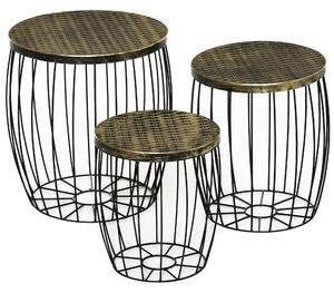Outsunny Set di 3 Tavolini da Giardino Impilabili, Arredamento da Esterno Stile Industriale in Metallo Nero