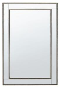 Specchio da parete argento con dorato 60 x 90 cm verticale minimalista Art Deco camera da letto comò soggiorno Beliani