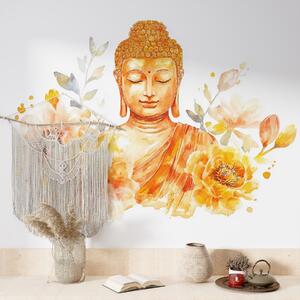 Carta da parati Buddha acquerellato con fiori, spirituale, tavolozza di colori arancioni , Carta da parati Acquerello, w04005 : Uwalls.it