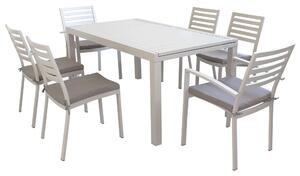 DEXTER - set tavolo da giardino allungabile 160/240x90 compreso di 4 sedie e 2 poltrone in alluminio