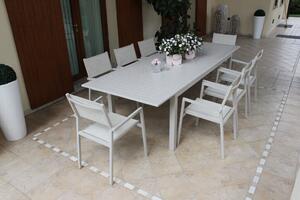 ARGENTUM - set tavolo da giardino allungabile 150/210x90 compreso di 4 poltrone in alluminio