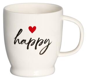 Simple Day Mug con scritta Happy con Cuore Rosso in Gres di Porcellana