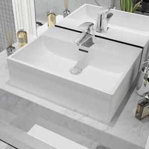 vidaXL Lavandino Foro Rubinetto Rettangolare in Ceramica 46x25,5x12cm Lavabo 