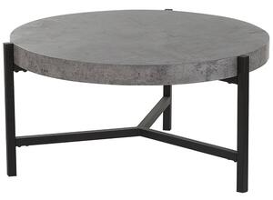 Tavolino Grigio Effetto Cemento Piano Gambe in Metallo Nero 75 cm Rotondo Moderno Soggiorno Industriale Beliani