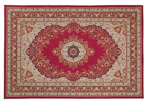 Tappeto per tappetino Tappeto Rosso Tessuto in poliestere Multicolore Motivo orientale floreale Fondo rivestito in gomma 160 x 230 cm Beliani