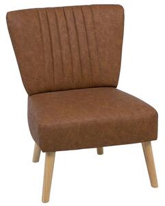 Poltrona Golden Brown in ecopelle senza braccioli con sedia senza braccioli con trapuntatura verticale gambe in legno Beliani