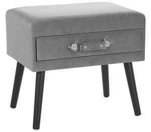 Tavolino con rivestimento in velluto grigio gambe nere valigia 46 x 50 x 35 cm Beliani